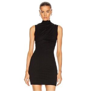 NWT RtA "Holly" Twisted Jersey Knit Mini Dress Asymmetrical V-Neck Black Size 2